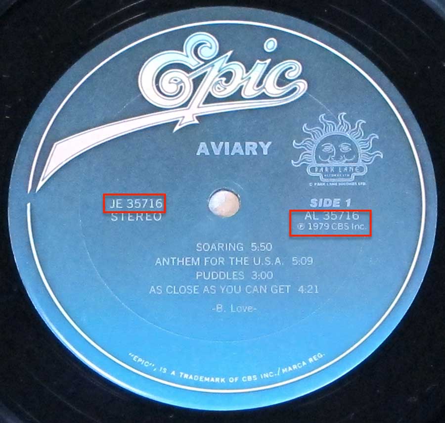 Close-up Photo of "AVIARY" EPIC Record Label