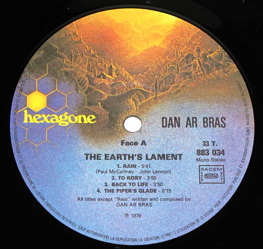"Earth's Lament" Record Label Details: Hexagone 883 034  ℗ 1979 Sound Copyright 