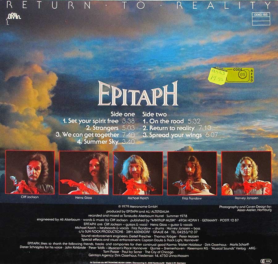Photo of album back cover EPITAPH - Return To Reality 12" LP Vinyl Album