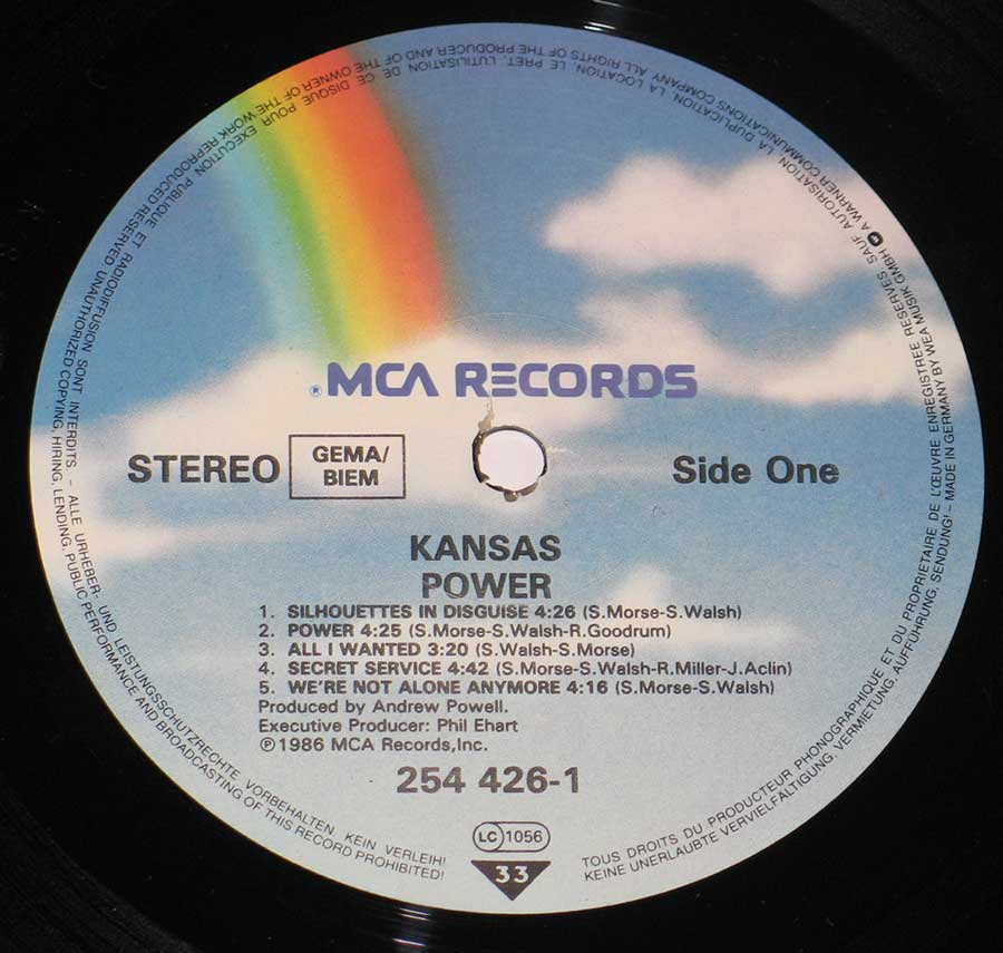 Close-up Photo of "Power" Kirschner Record Label  