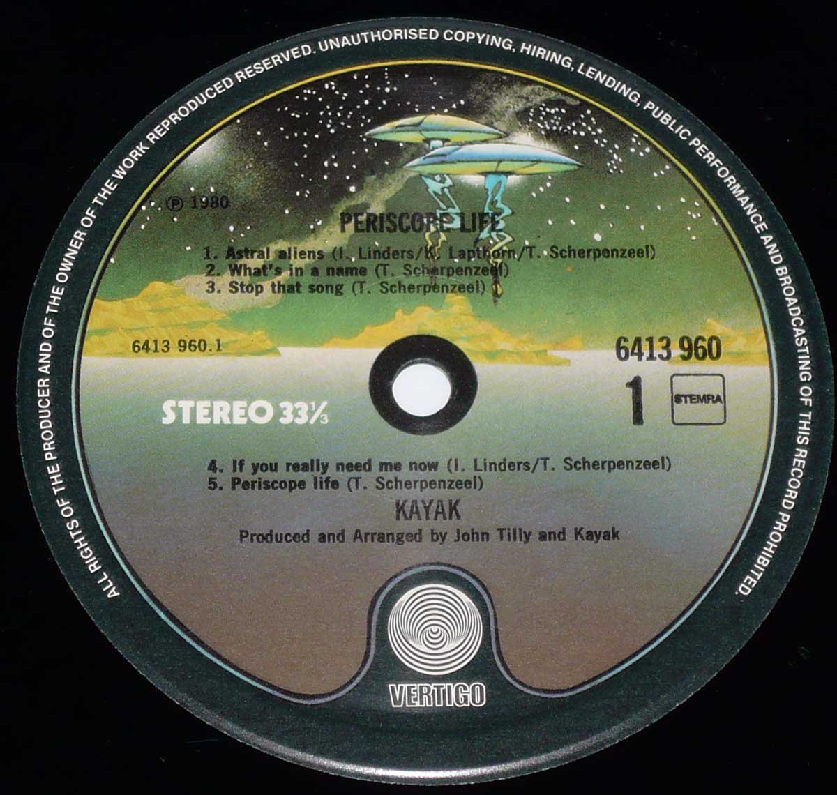 Close-up Photo of "Periscope Life" VERTIGO Record Label  