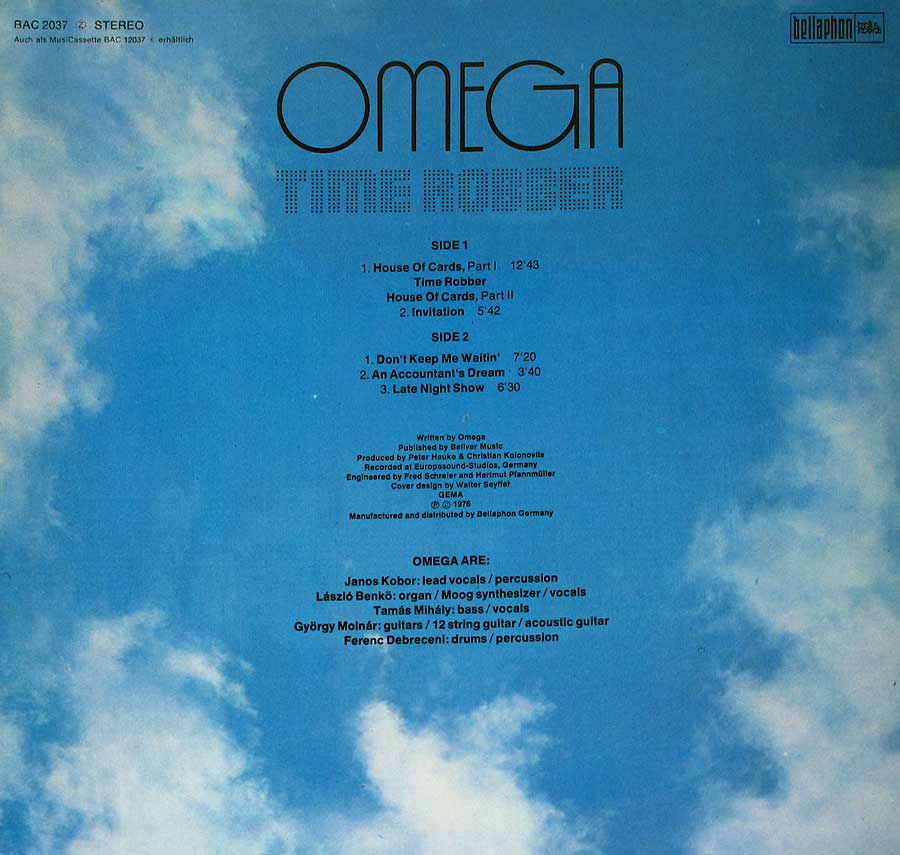 OMEGA - Time Robber Hungary Prog Rock 12" Vinyl LP Album
 back cover