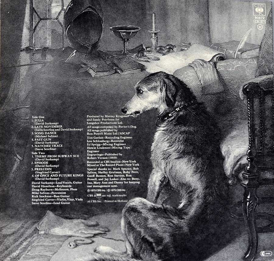 PAVLOV'S DOG - Pampered Menial Gatefold 12" LP VINYL Album back cover
