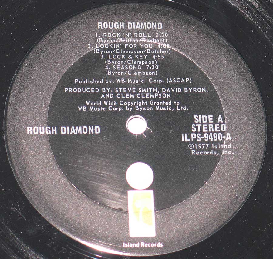 "Rough Diamond" Black Colour Record Label Details: ISLAND ILPS-9490 ℗ 1977 Island Records Sound Copyright 