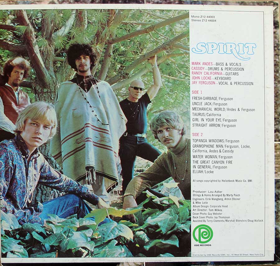 Photo of album back cover SPIRIT - Self-Titled Ode Records 12" LP Vinyl Album