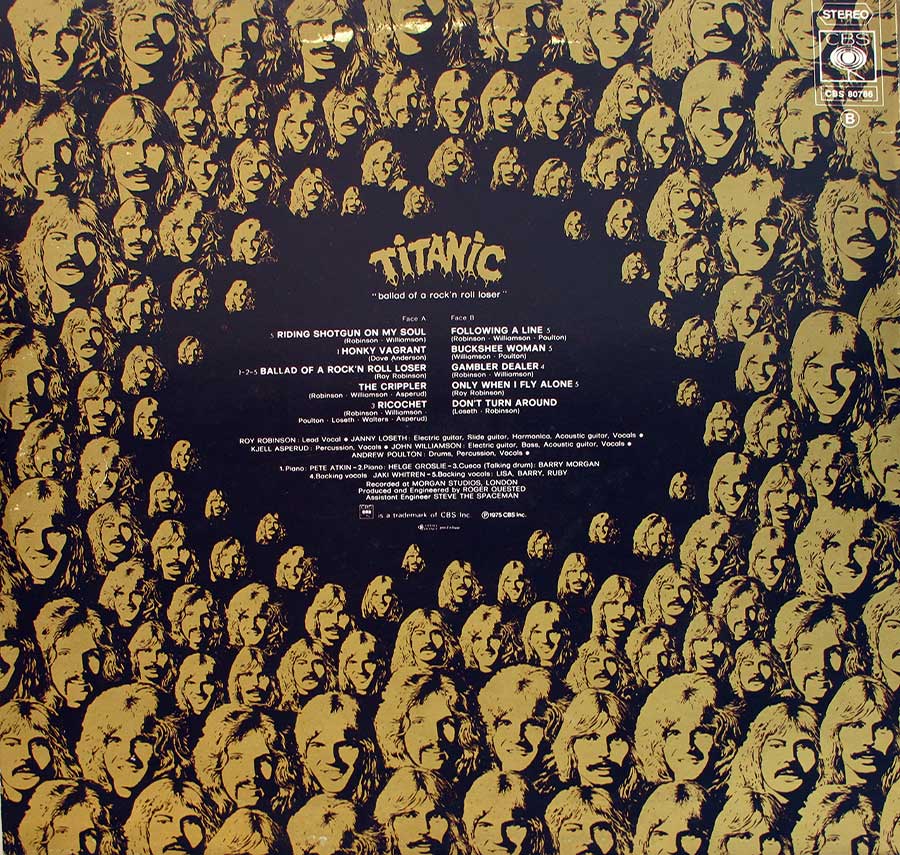 TITANIC - Ballad Of A Rock 'N' Roll Loser 12" Vinyl LP ALbum back cover