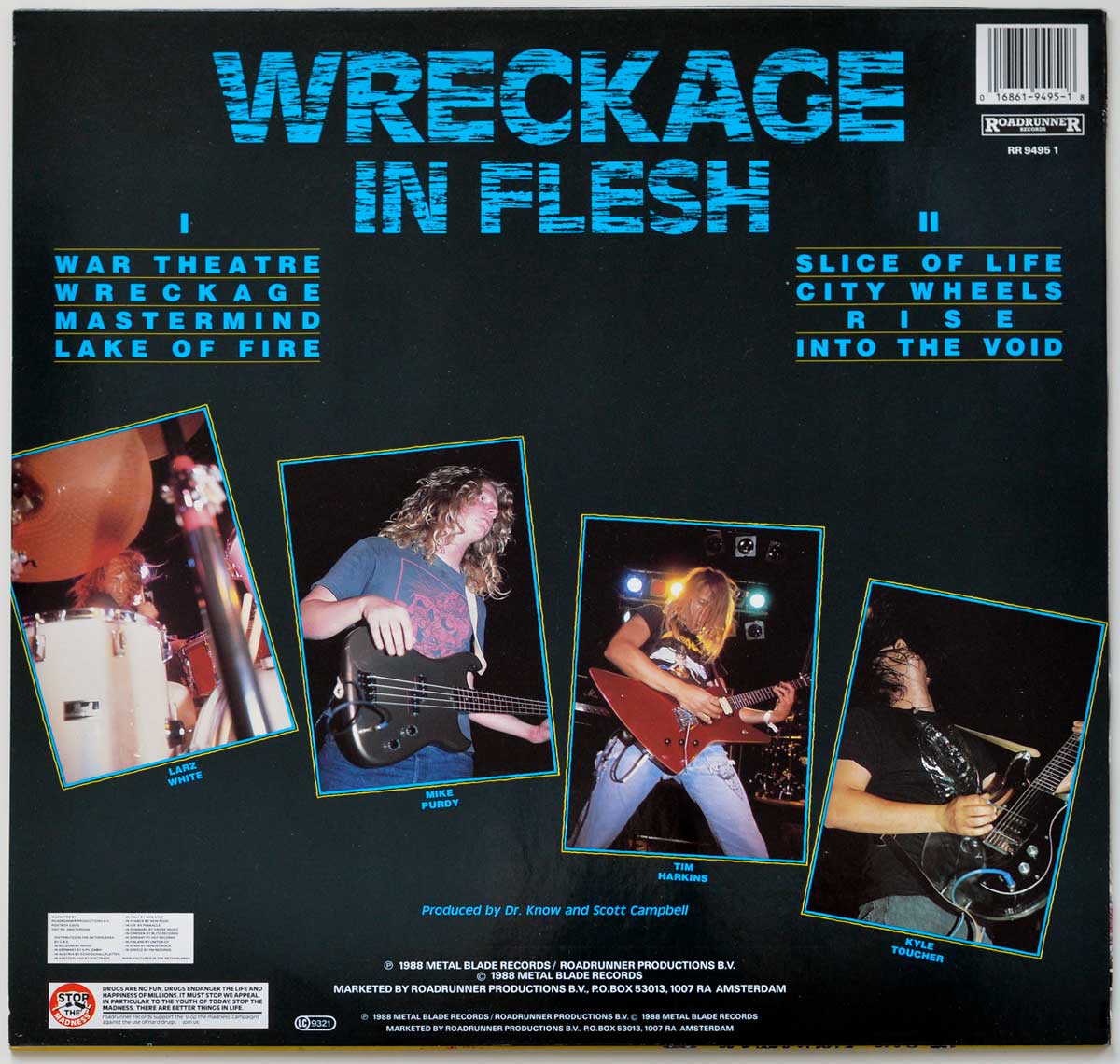 Photo of album back cover DR KNOW - Wreckage in Flesh 12" Vinyl LP Album 