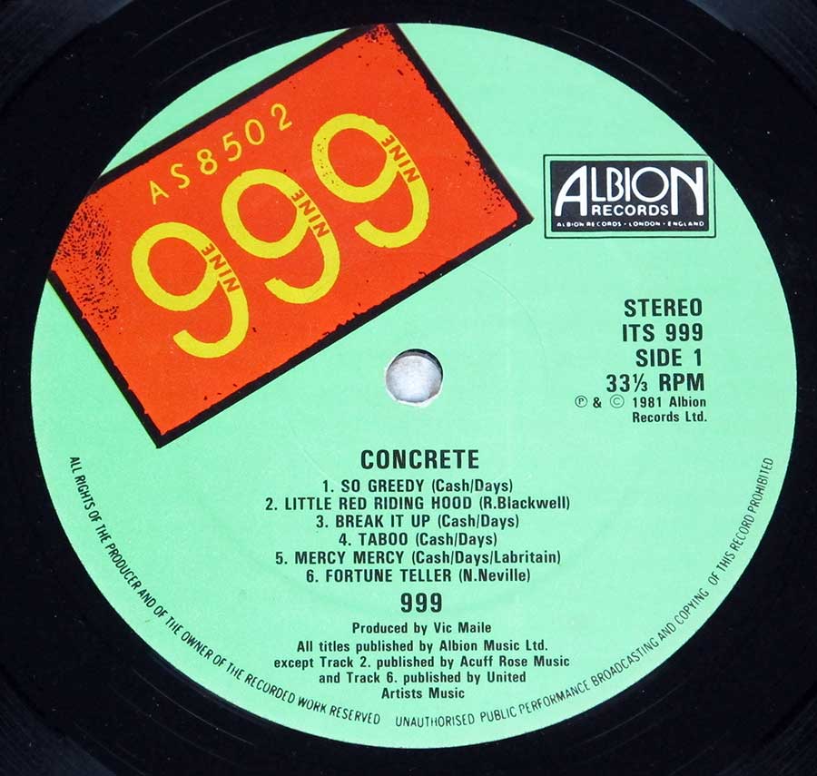 Concrete " Green Colozr Albion Records Record Label Details: ITS 999 ℗ 1981 Albion Records Ltd Sound Copyright 