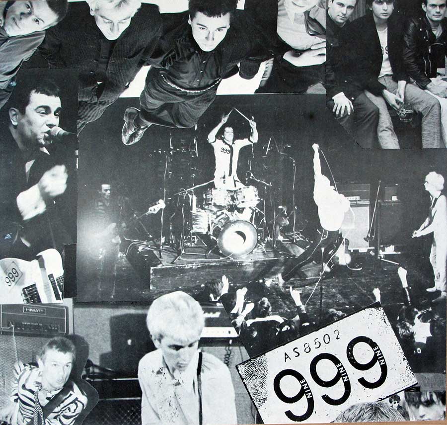 Photo collage of the 999 band 
