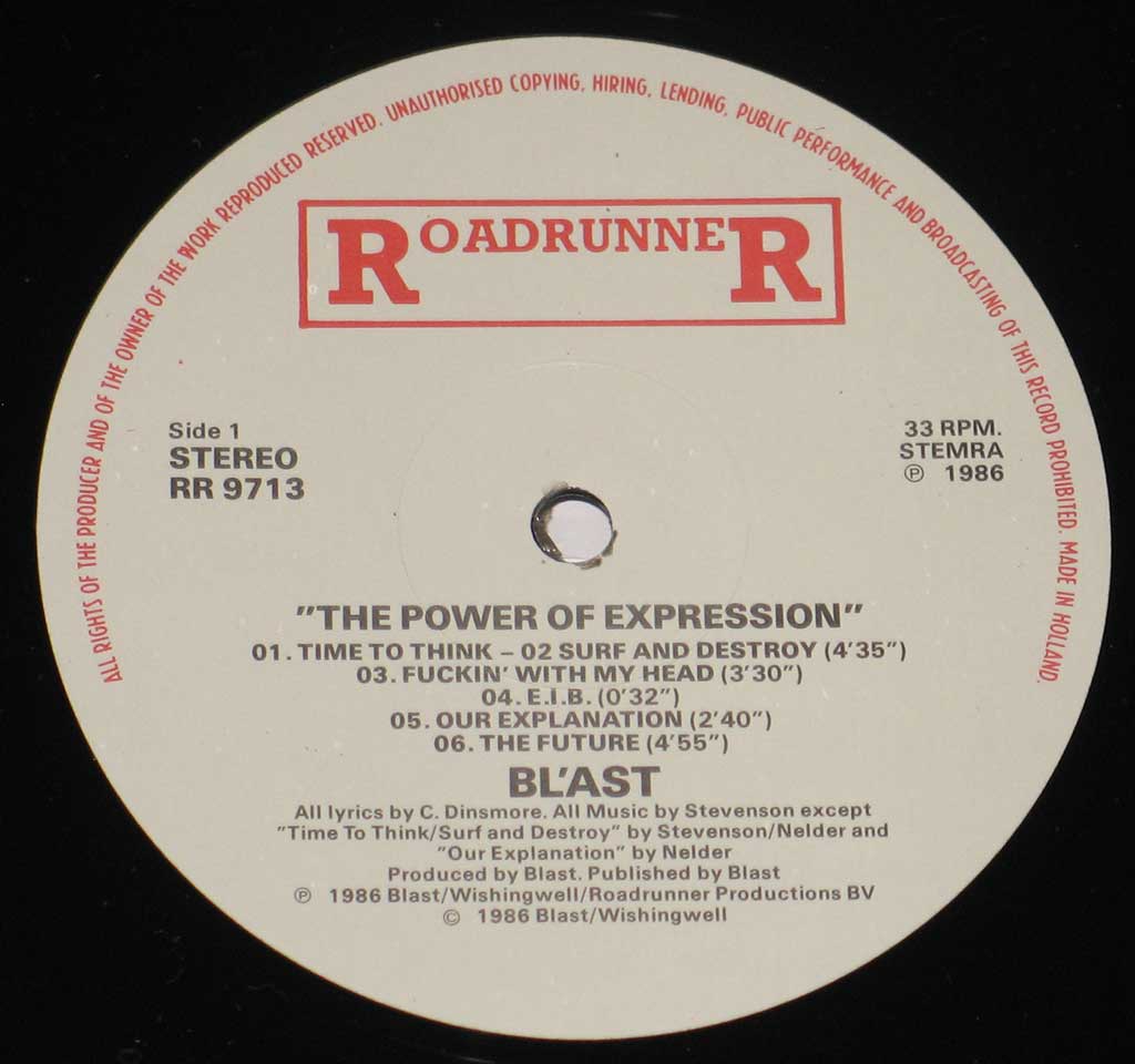Enlarged High Resolution Photo of the Record's label BLAST - The Power Of Expression https://vinyl-records.nl
