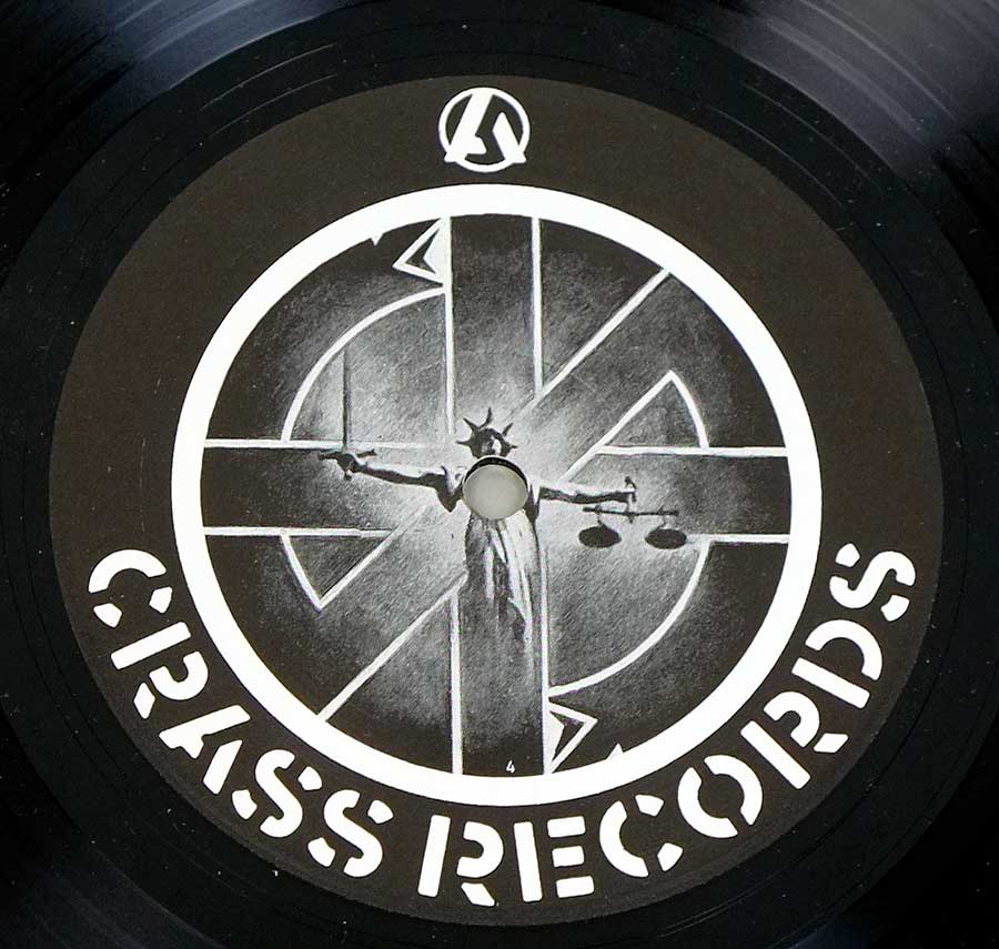 Close up of record's label CRASS - Stations Of The Crass 12" 2LP VINYL Album
 Side Three