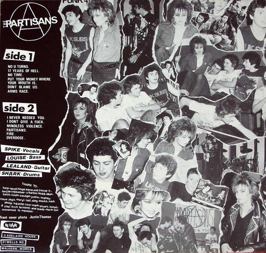 THE PARTISANS - Self-Titled Original No Future 12" LP Vinyl Album
 back cover