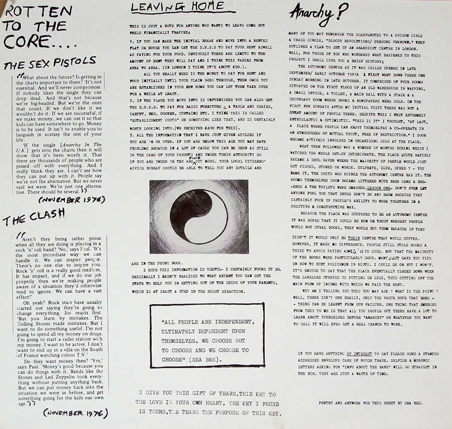 RUDIMENTARY PENI - Death Church Fold Out Paper Cover + Insert 12" LP VINYL
 custom inner sleeve