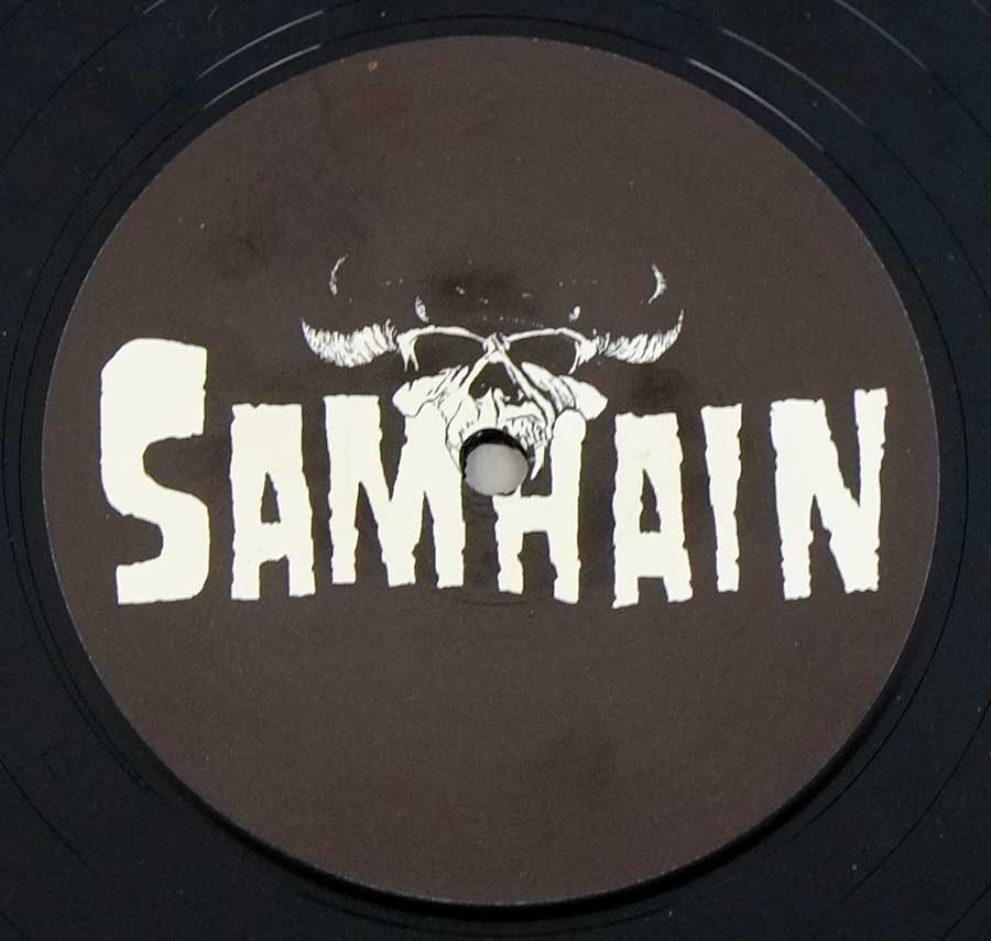 Close up of record's label SAMHAIN AT DANCETOWN, NYC 1985  Side One