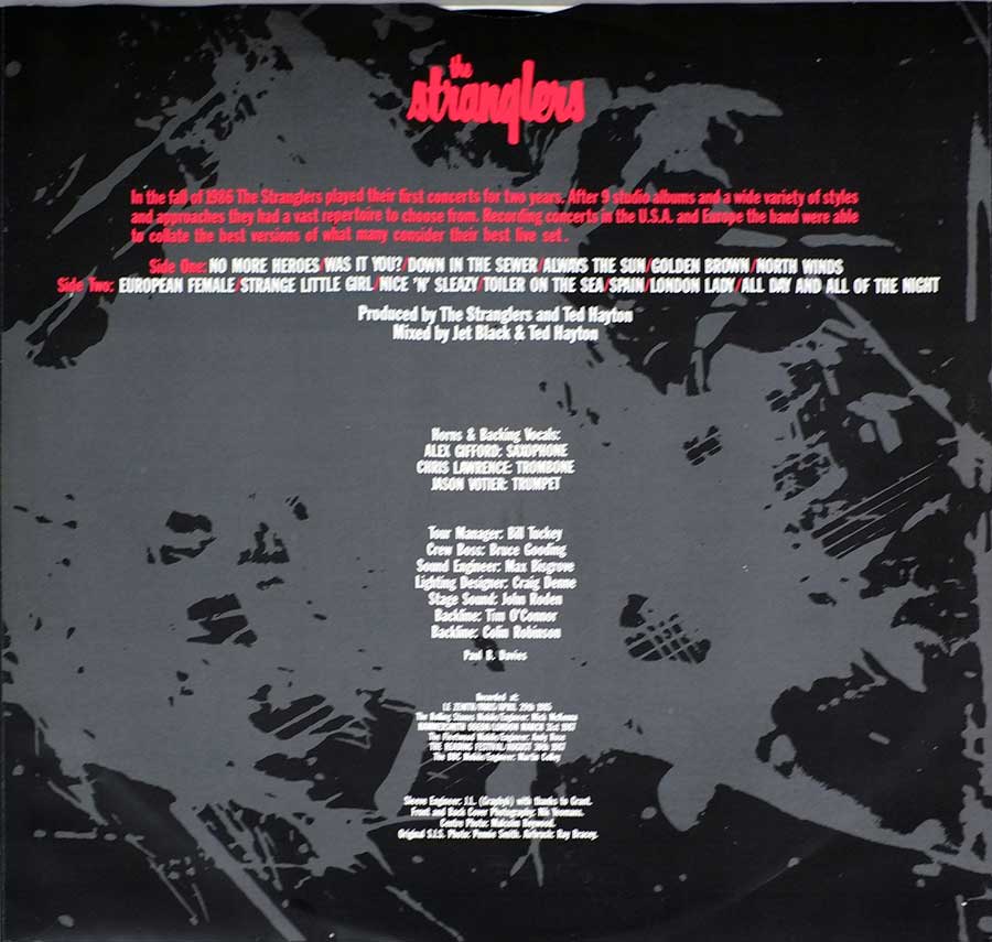 STRANGLERS - All Live And All Of The Night Gatefold 12" LP VINYL Album custom inner sleeve