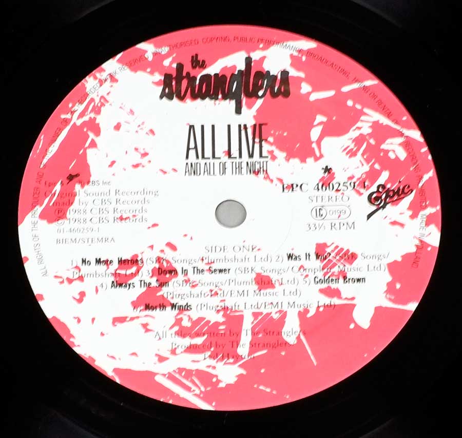 "All Live And All Of The Night" Record Label Details: EPIC EPC 460259 