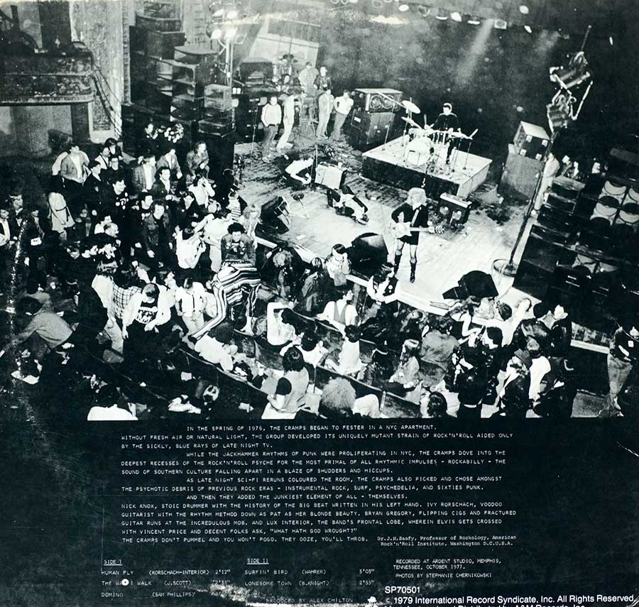 THE CRAMPS - Gravest Hits IRS SP-70501 12" Vinyl LP Album back cover