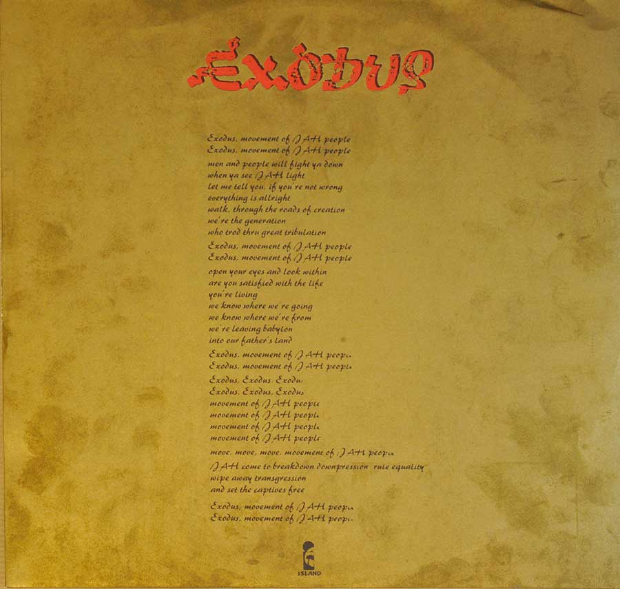 BOB MARLEY & THE WAILERS - Exodus Italian Release 12" Vinyl LP Album custom inner sleeve