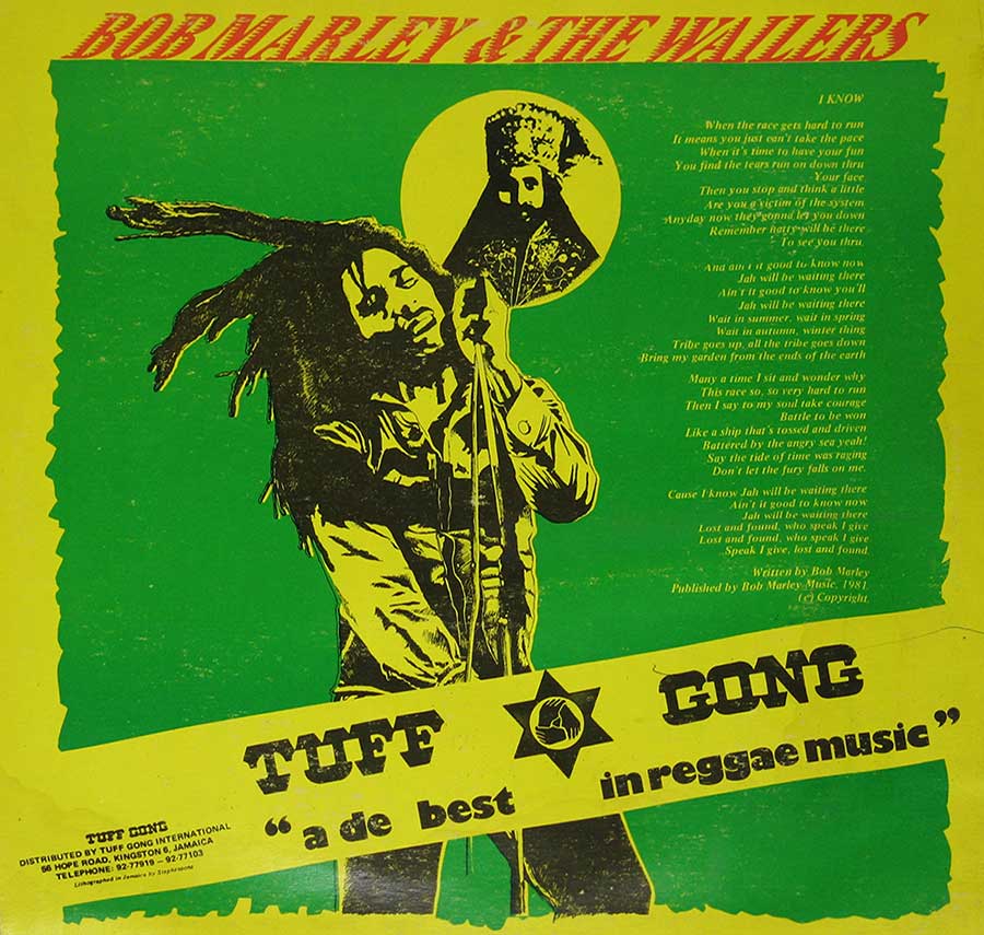 BOB MARLEY WAILERS - I Know Tuff Gong 12" Vinyl LP Album  back cover