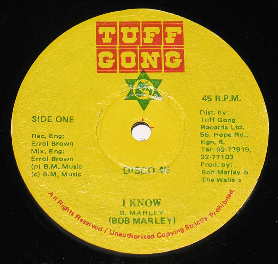 "I Know" Record Label Details: Yellow Colour TUFF GONG © B.M. Music ℗ B.M.Music Sound Copyright 