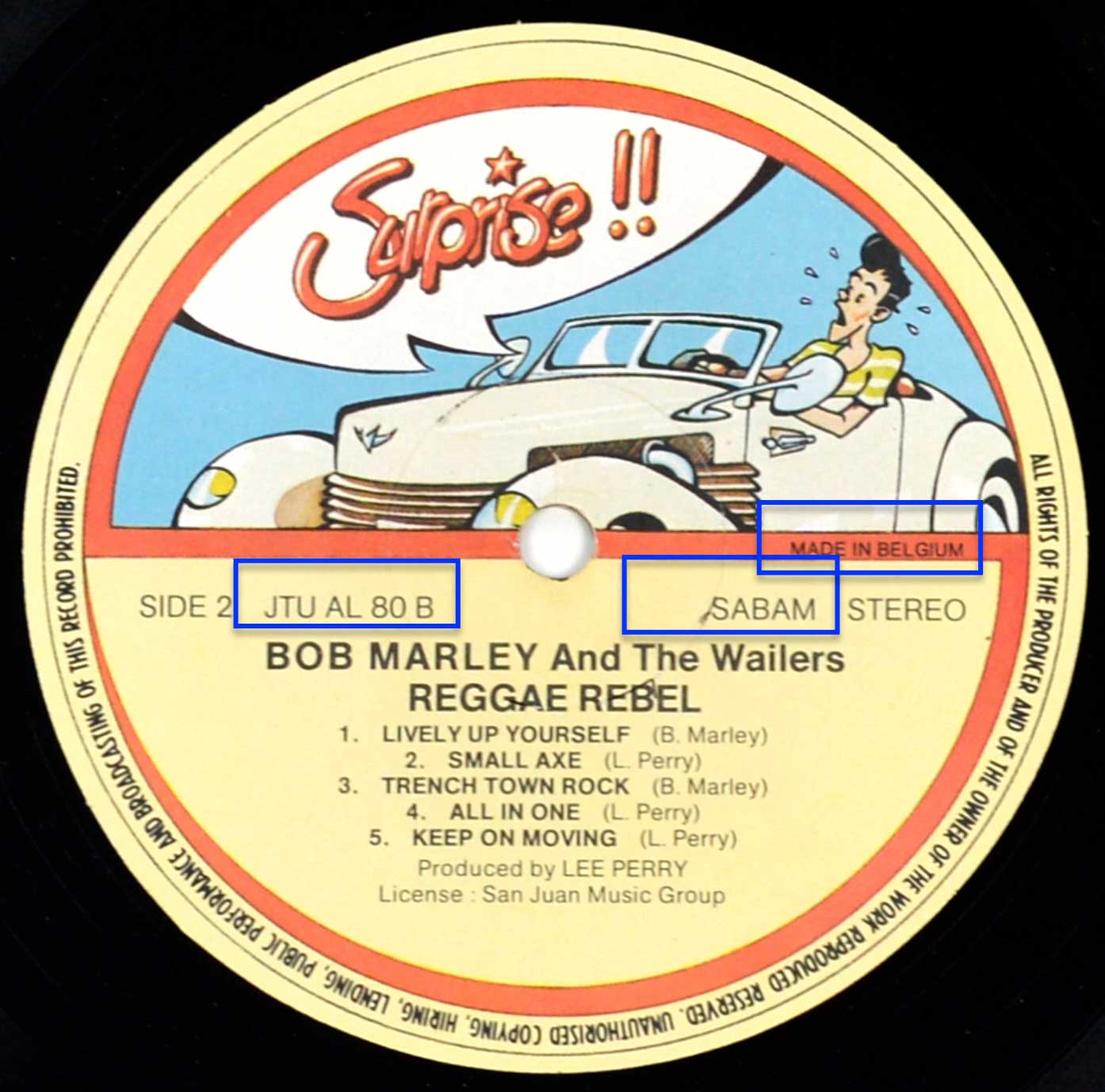 Enlarged High Resolution Photo of the Record's label BOB MARLEY & THE WAILERS – Reggae Rebel (Belgium)  https://vinyl-records.nl