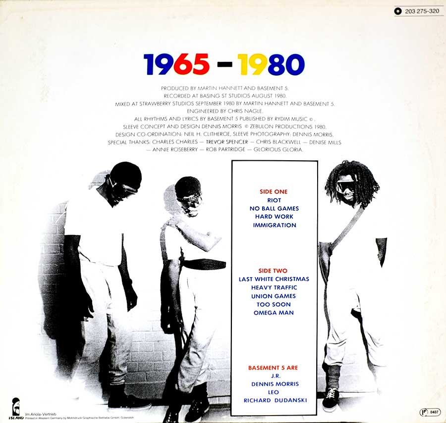 Album Back Cover  Photo of "BASEMENT 5 - 1965-1980"