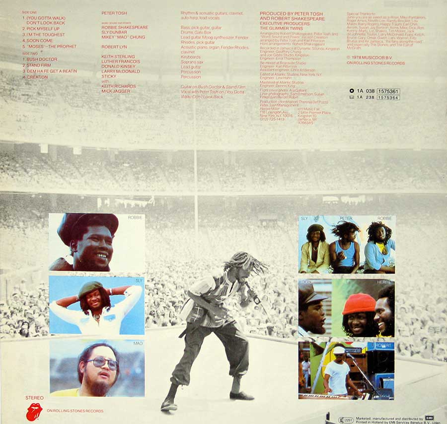 PETER TOSH - Bush Doctor European Release Fame Records 12" LP vinyl album
 back cover