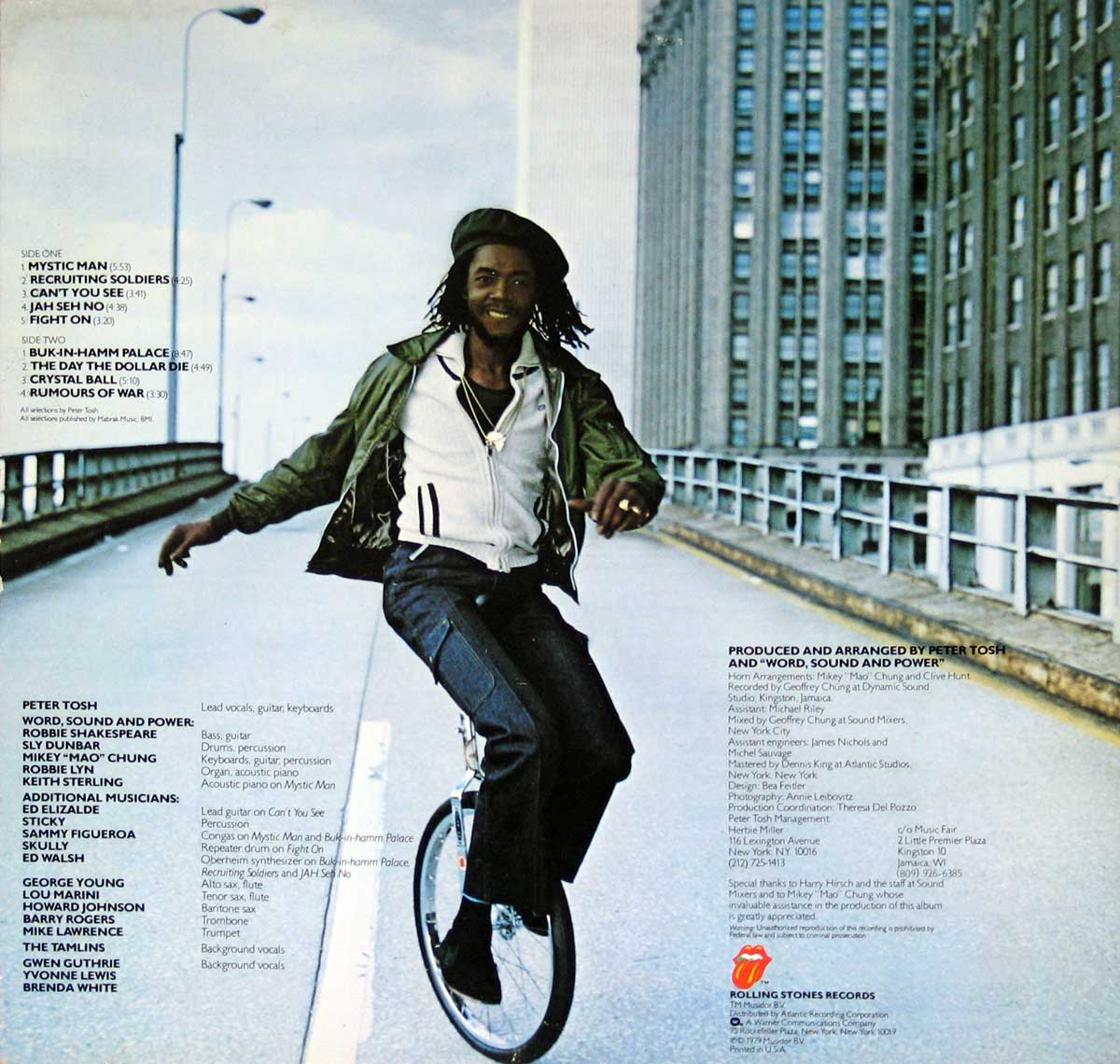 Photo Of Peter Tosh Riding A Unicycle On The Back Cover Peter Tosh - Mystic Man ( USA ) 