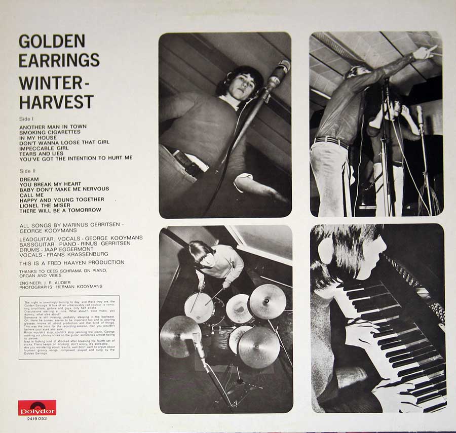 GOLDEN EARRINGS - Winter Harvest 12" Vinyl LP album back cover