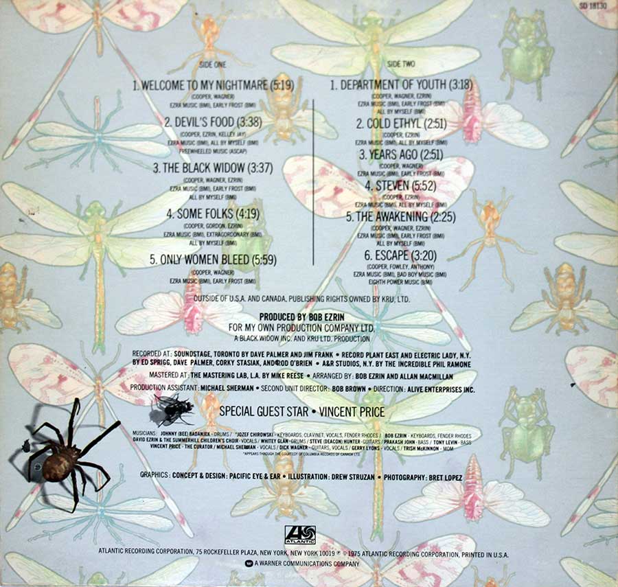 ALICE COOPER - Welcome To My Nightmare 12" Vinyl LP Album
 back cover