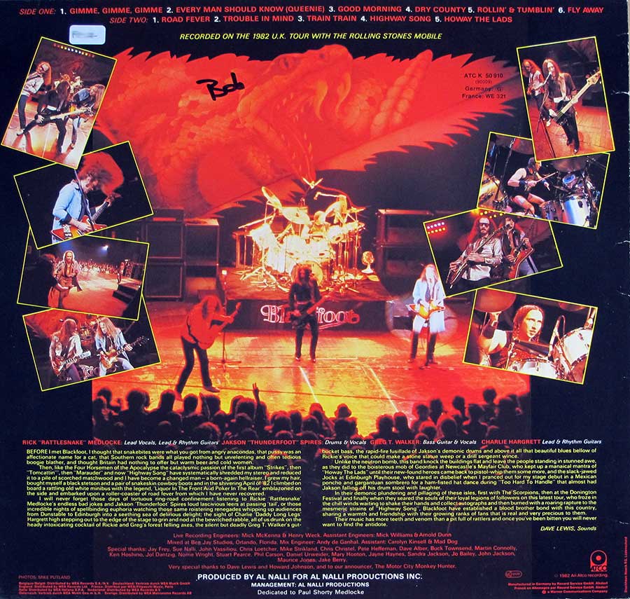 Photo of album back cover BLACKFOOT - Highway Song Live