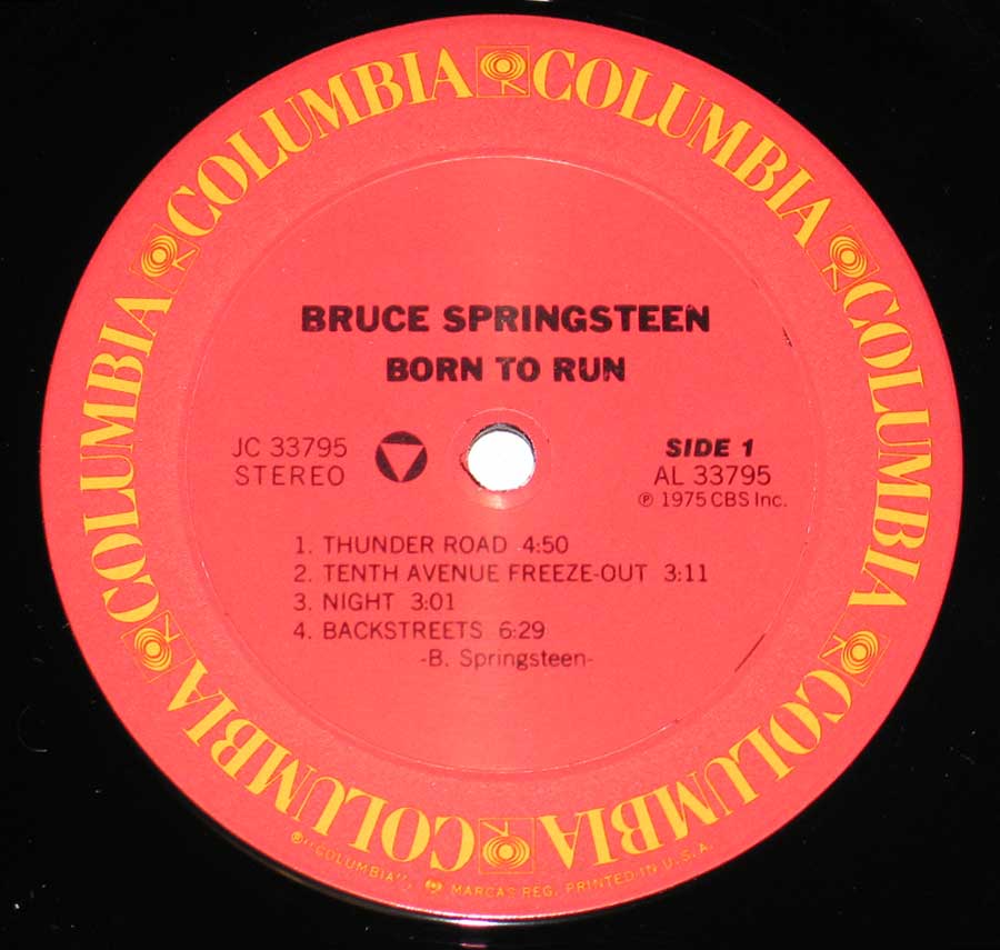 BRUCE SPRINGSTEEN - Born To Run Gatefold Cover 12" Vinyl LP Album enlarged record label