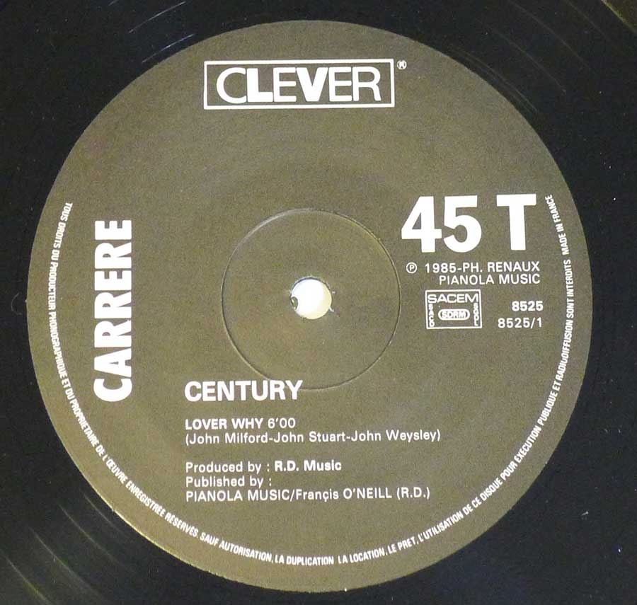 "Lover Why" Record Label Details: CLEVER 8525, Made in France, SACEM, SDRM ℗ 1985-PH- Renaux Pianola Music Sound Copyright 