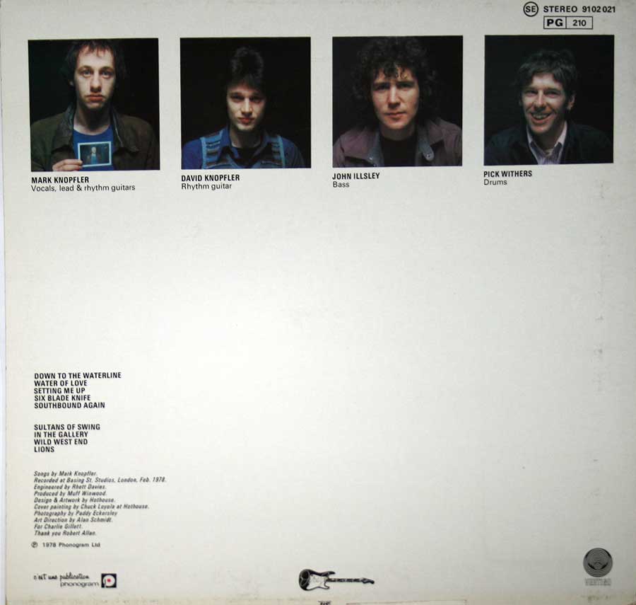 DIRE STRAITS - Self-Titled France Release 12" VINYL LP ALBUM
 album back cover