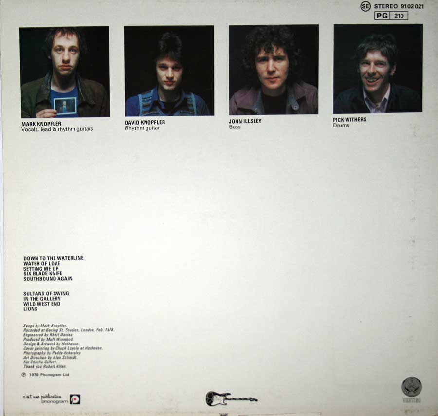 DIRE STRAITS - Self-Titled France Release 12" Vinyl LP Album
 album back cover