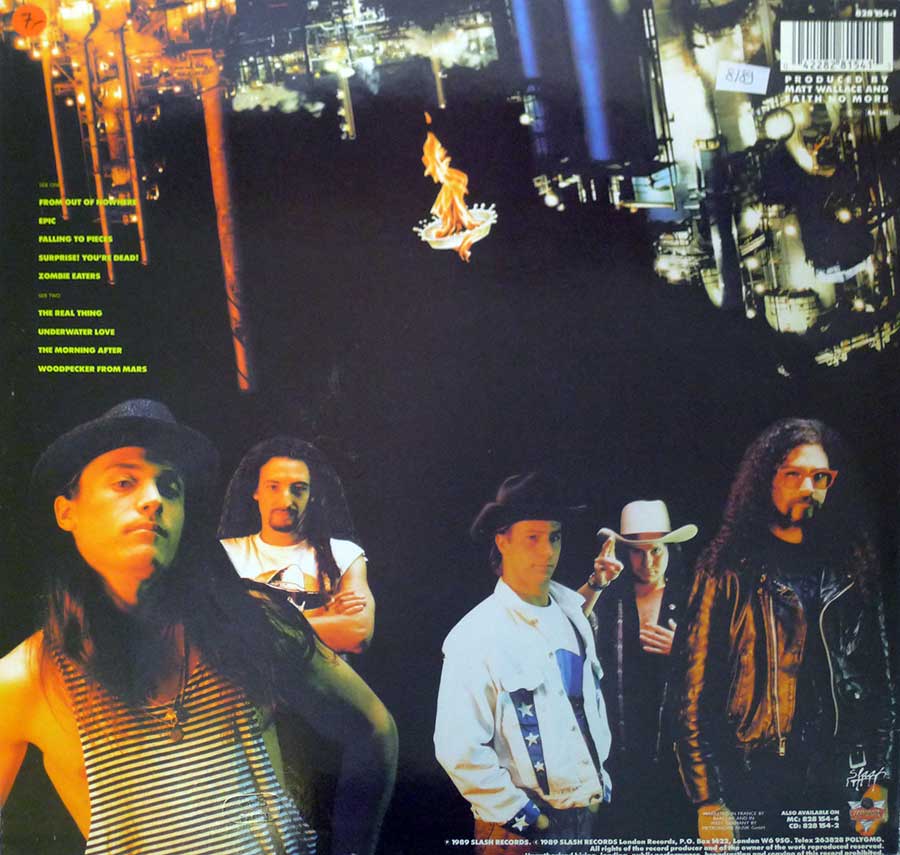 FAITH NO MORE - The Real Thing 12" Vinyl LP Album back cover