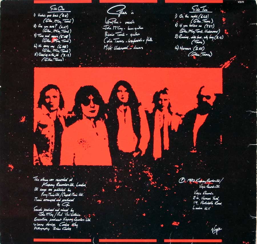 IAN GILLAN - Glory Road Orig UK 12" LP Vinyl Album
 back cover