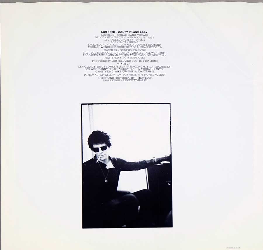 LOU REED - Coney Island Baby RCA USA Release 12" LP Vinyl Album custom inner sleeve