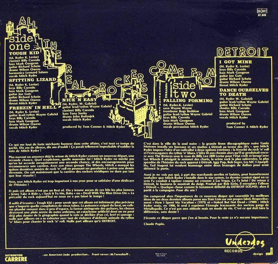 Photo of album back cover MITCH RYDER - All The Real Rockers Come From Detroit