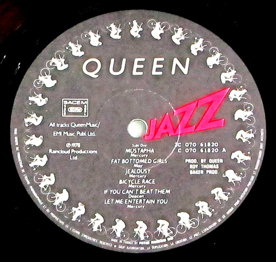 QUEEN - Jazz France Release GATEFOLD 12" LP VINYL ALBUM enlarged record label