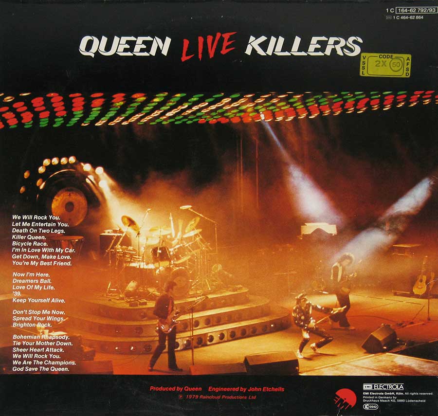 Photo of album back cover QUEEN - Live Killers ( Gatefold Cover )