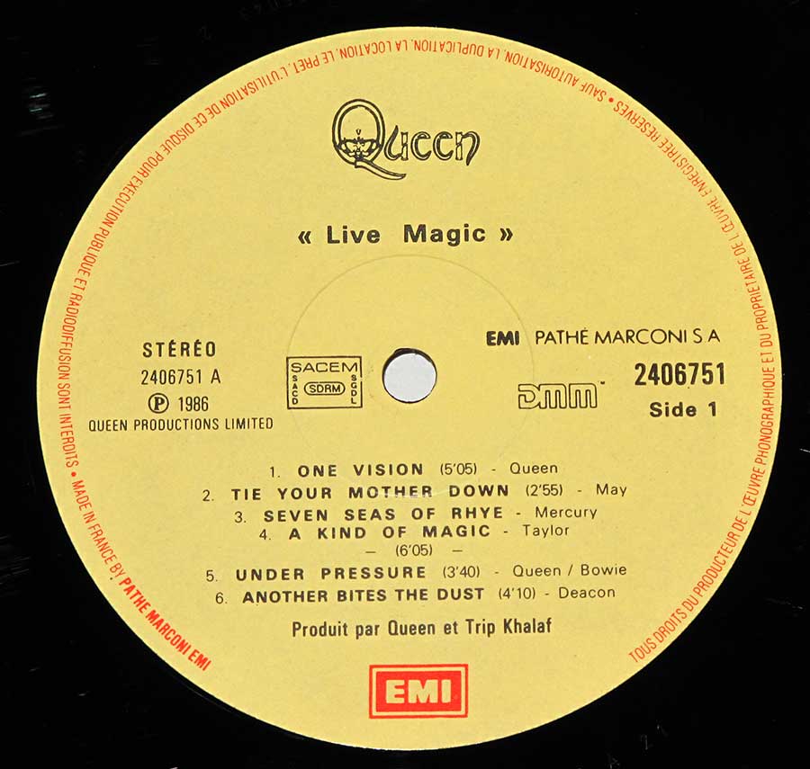 QUEEN - A Kind Of Magic Club Edition 12" Vinyl Lp Album
 enlarged record label