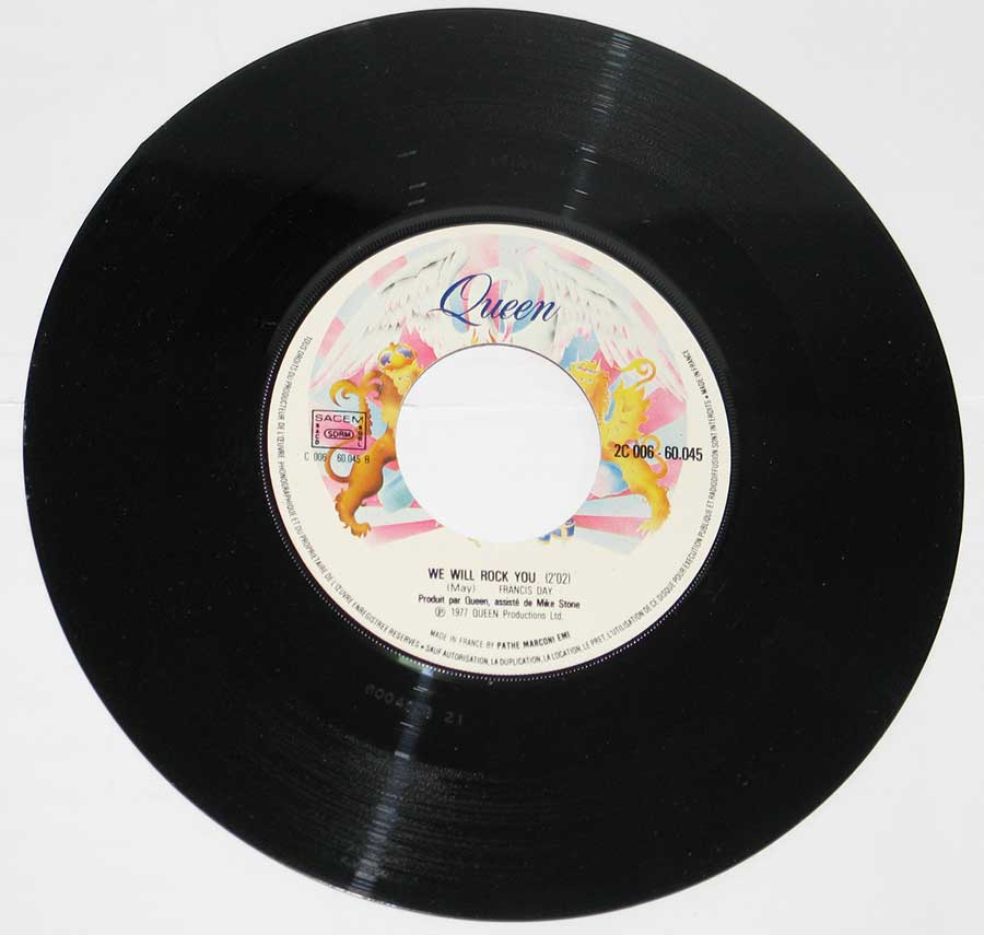Photo of Side One of QUEEN - We Will Rock You 7" PS Single 