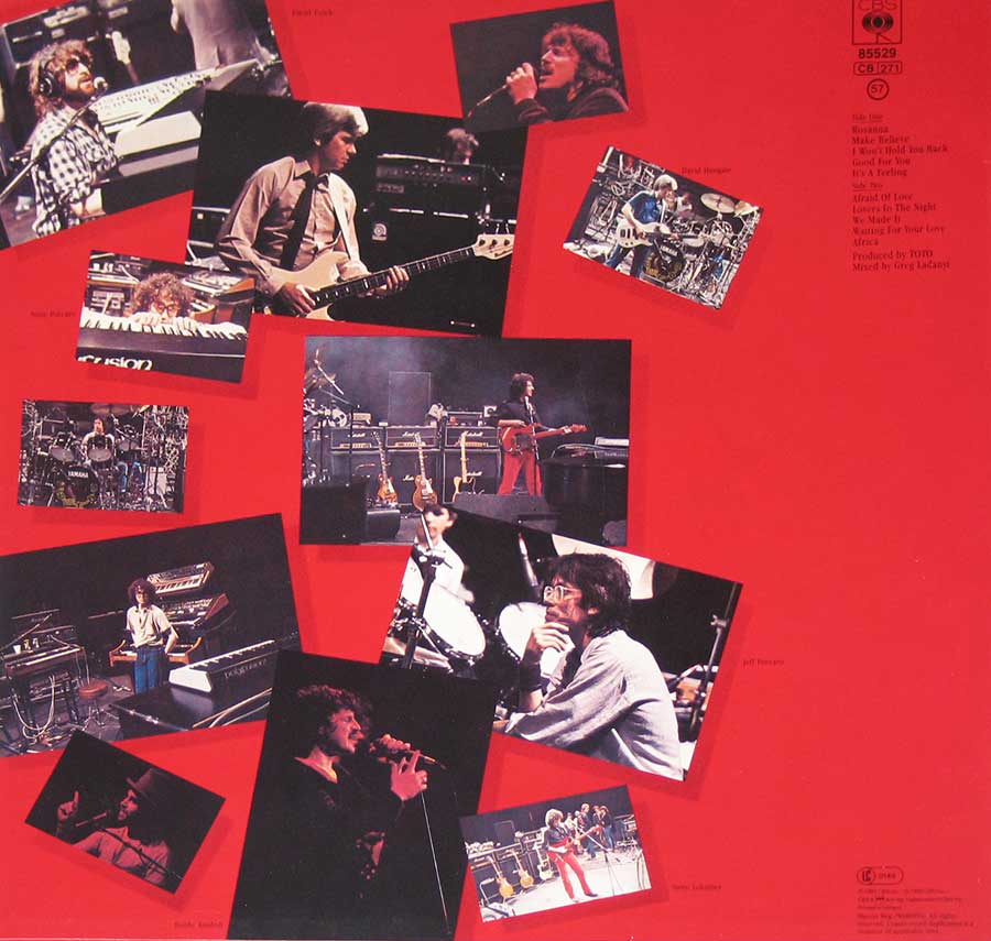 Photo of album back cover TOTO - IV 12"Vinyl LP
