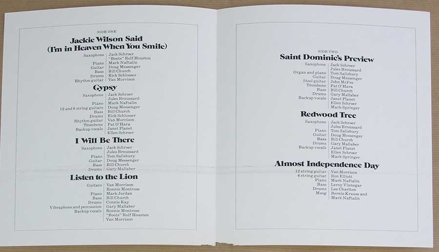 Photo of the inner pages of the insert of VAN MORRISON - Saint Dominic's Preview 