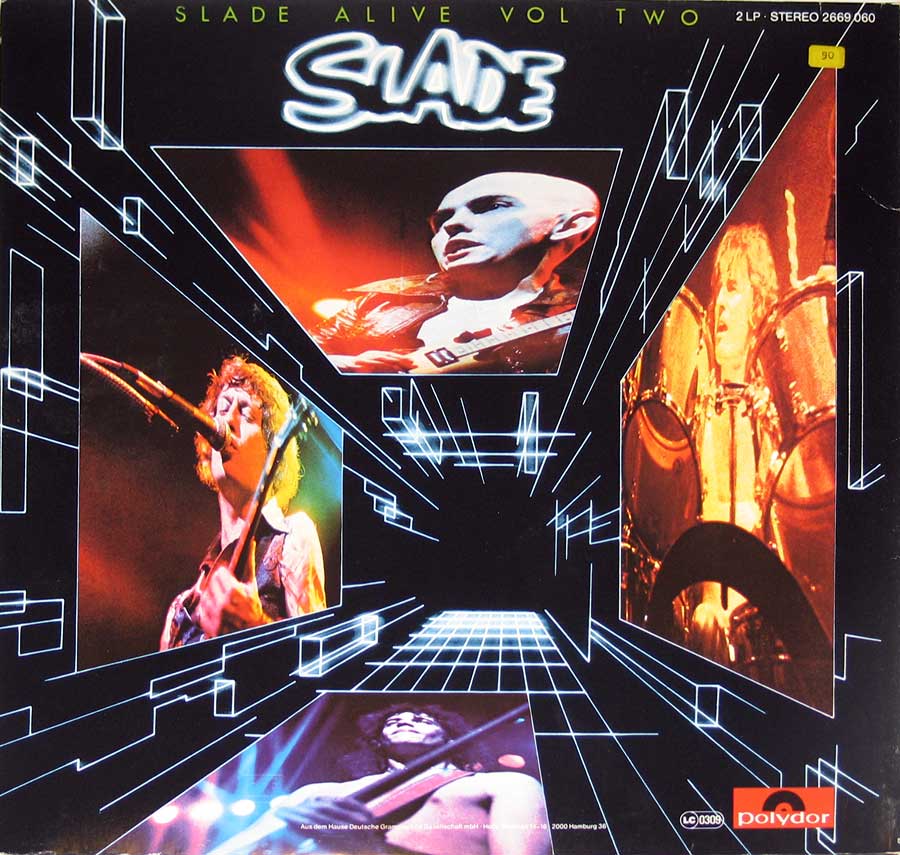 SLADE - Alive! Germany Release 12" Vinyl Double LP Album back cover