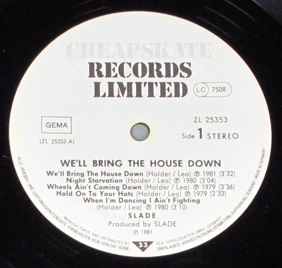 "We'll Bring The House Down" Record Label Details: Cheapskate Records Limited ZL 25353 