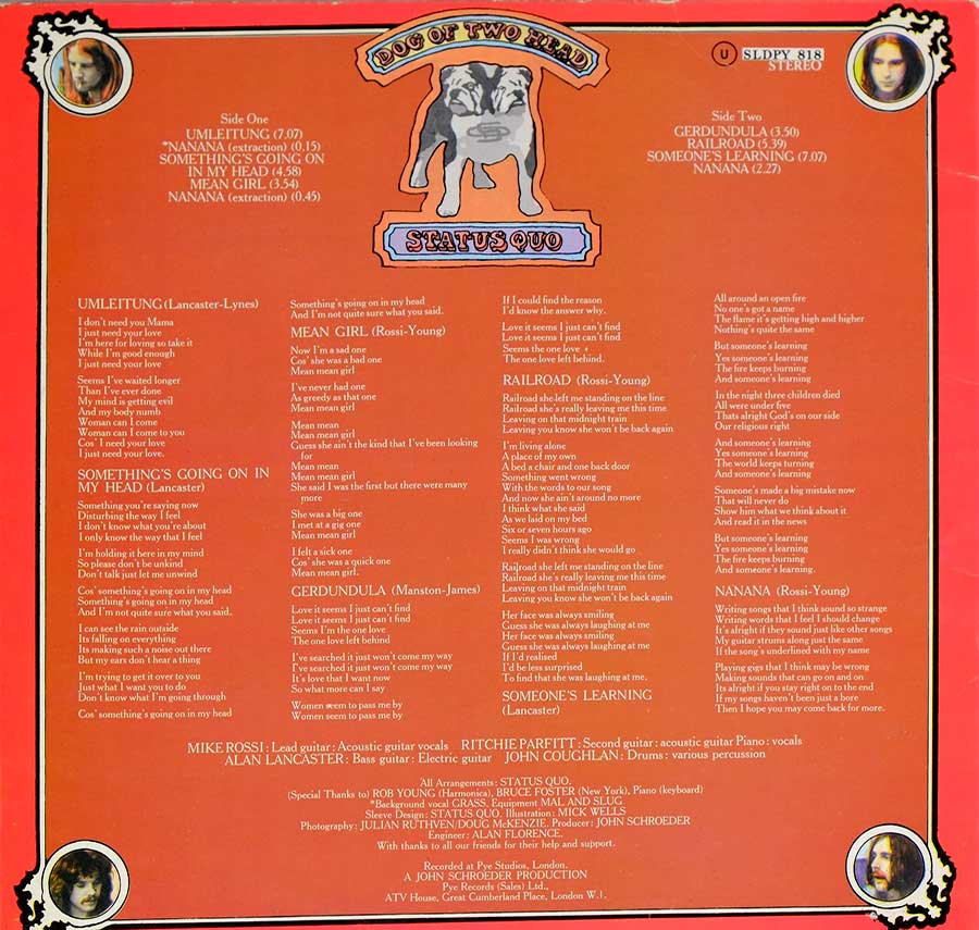 Photo of album back cover STATUS QUO - Dog of Two Head ( Gatefold Cover )