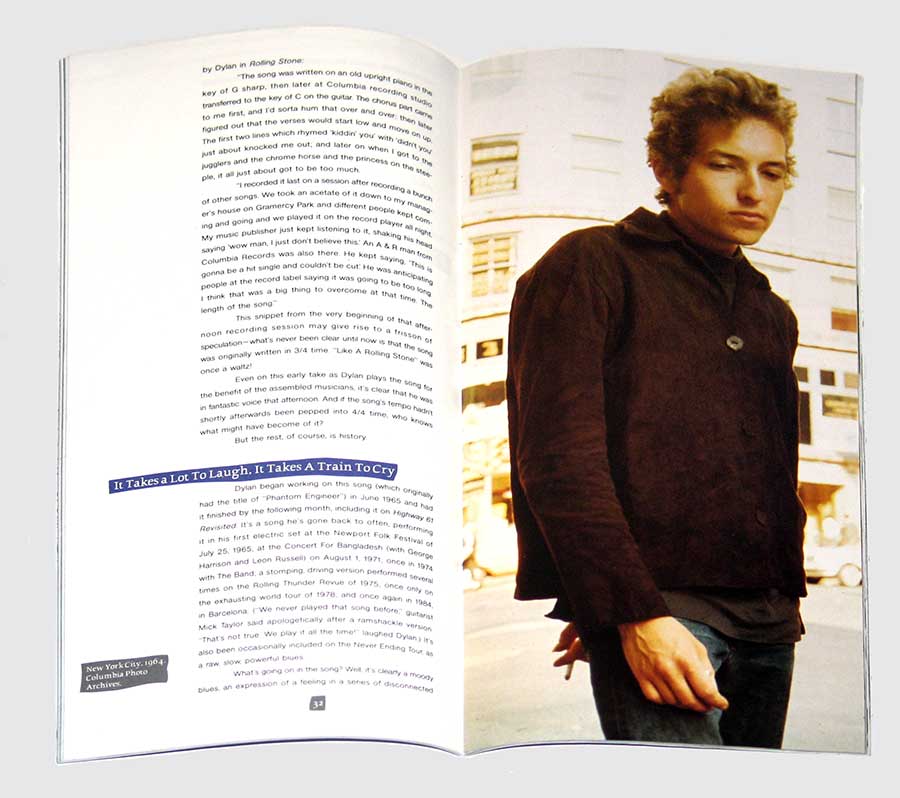 Photo of inner pages of booklet included with Bob Dylan - New Morning Album's Back Cover 