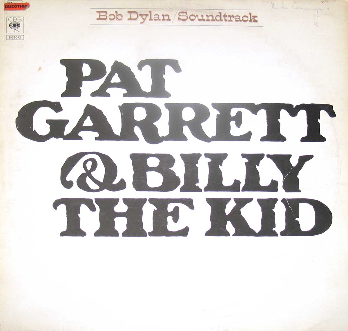 Photo of BOB DYLAN Pat Garrett & Billy The Kid Soundtrack Album's Front Cover 